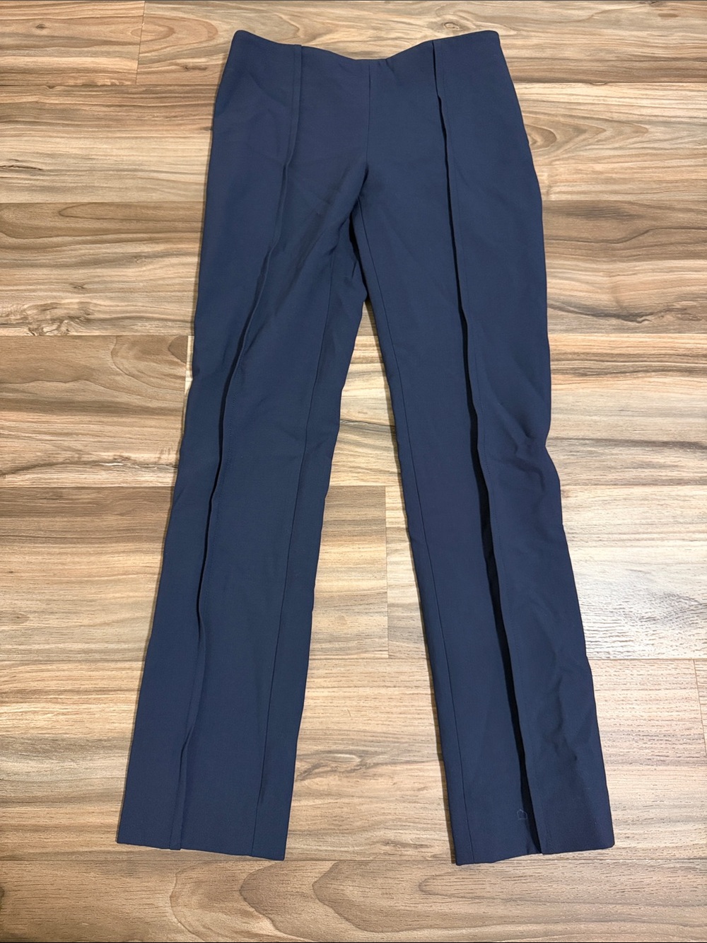 Carolina Herrera Pintuck Pants Wool Blend Navy Women’s 4 Slim Mid Rise Luxury